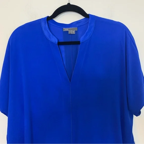 Vince Split V-Neck Cobalt Blue Shift Dress size S - Picture 6 of 8